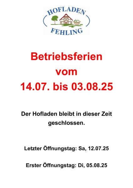 Betriebsferien